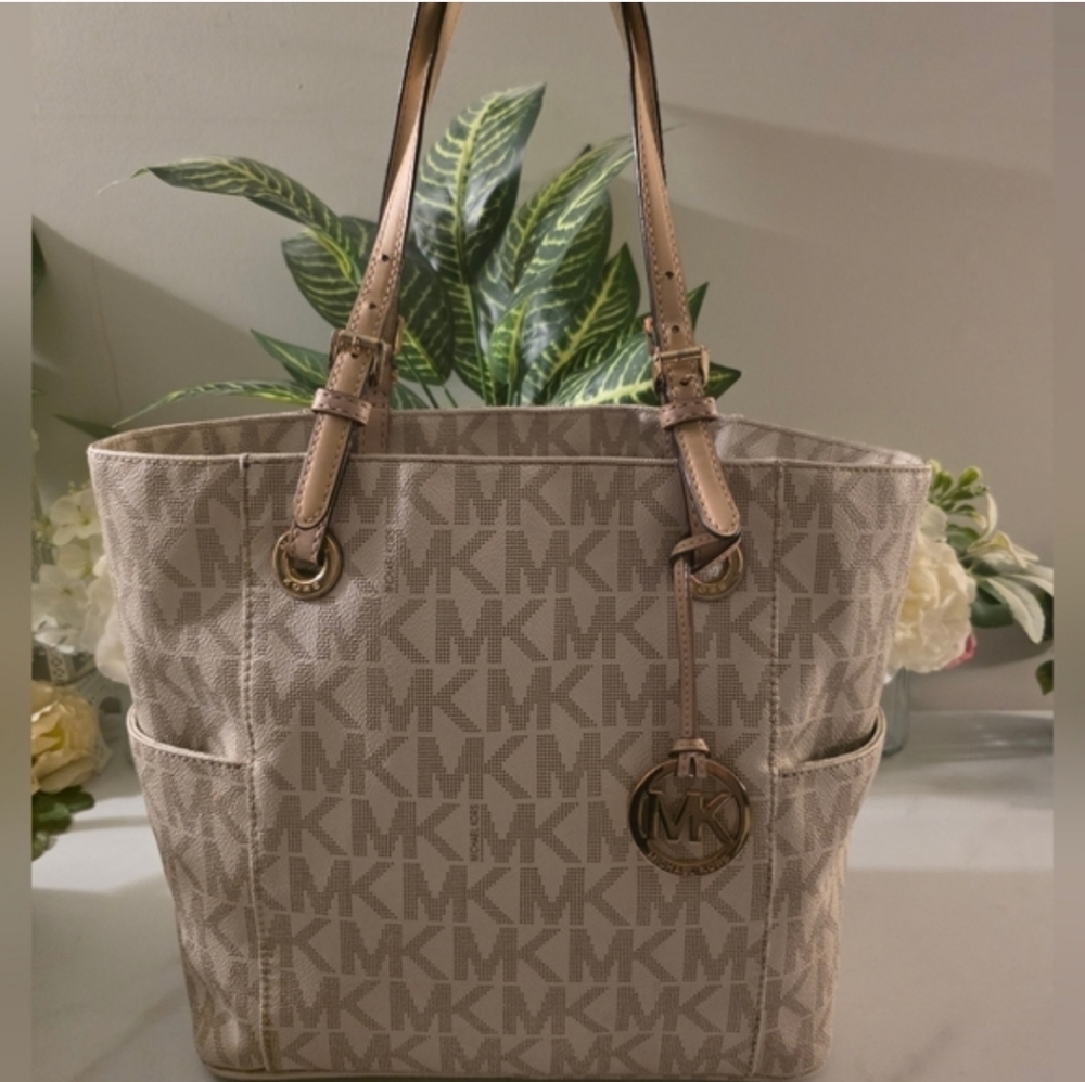 Michael Kors Beige Signature Tote Bag